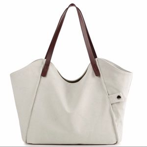 Minimalist Off-White Canvas Tote Bag